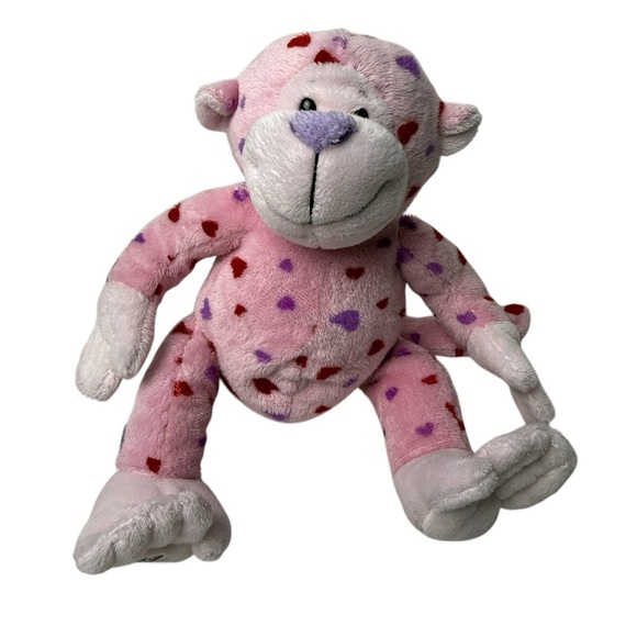 GANZ Webkinz  Plush Love Monkey  11"  Stuffed Pink Red & Purple Hearts No Code - Picture 9 of 10